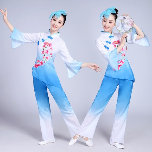 new ancient chinese folk dance costume women folk dance costume for woman fairy fan umbrella women new year cosplay costumes